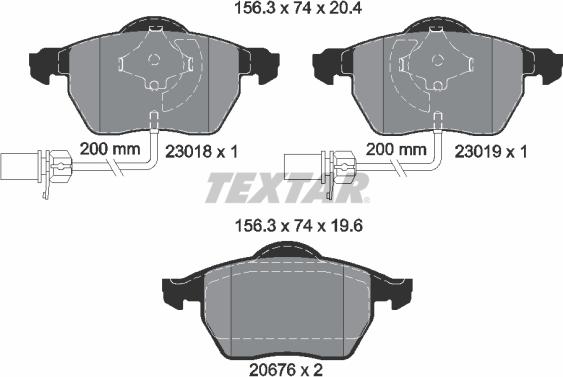 Textar 2301802 - Sada brzdových destiček, kotoučová brzda parts5.com