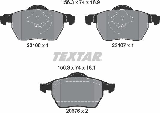 Textar 2310601 - Sada brzdových destiček, kotoučová brzda parts5.com