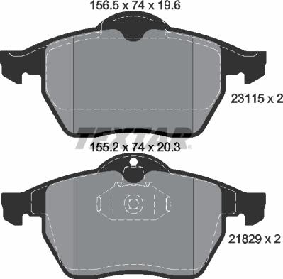 Textar 2311502 - Sada brzdových destiček, kotoučová brzda parts5.com