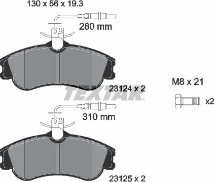 Textar 2312401 - Sada brzdových destiček, kotoučová brzda parts5.com