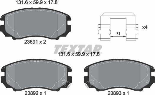 Textar 2389105 - Juego de pastillas de freno parts5.com