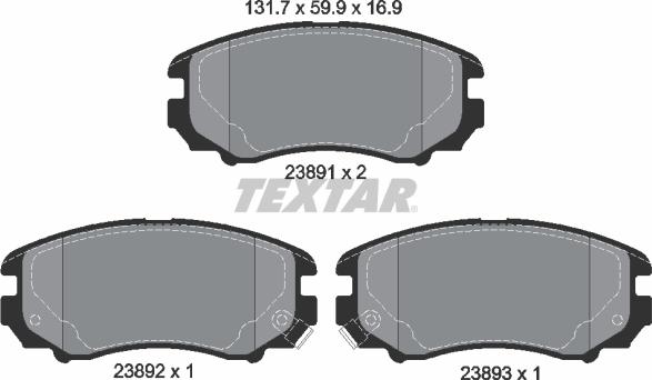 Textar 2389101 - Juego de pastillas de freno parts5.com