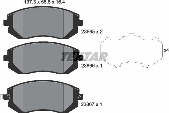 Textar 2386501 - Set placute frana,frana disc parts5.com