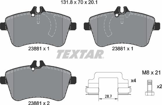 Textar 2388101 - Brake Pad Set, disc brake parts5.com