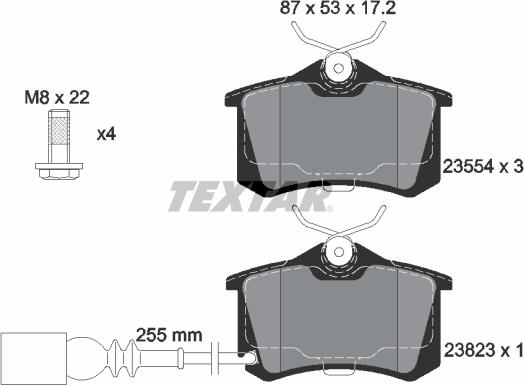 Textar 2382301 - Fékbetétkészlet, tárcsafék parts5.com