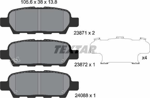 Textar 2387101 - Fékbetétkészlet, tárcsafék parts5.com