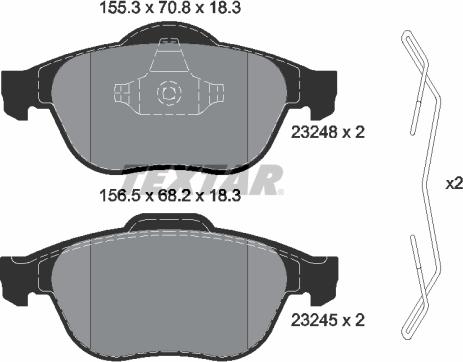 Textar 2324802 - Комплект спирачно феродо, дискови спирачки parts5.com