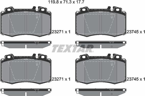 Textar 2374502 - Brake Pad Set, disc brake parts5.com