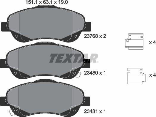 Textar 2376802 - Kit de plaquettes de frein, frein à disque parts5.com