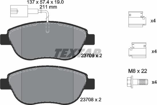 Textar 2370901 - Komplet kočnih obloga, disk kočnica parts5.com