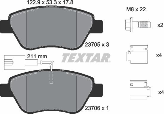 Textar 2370502 - Komplet kočnih obloga, disk kočnica parts5.com