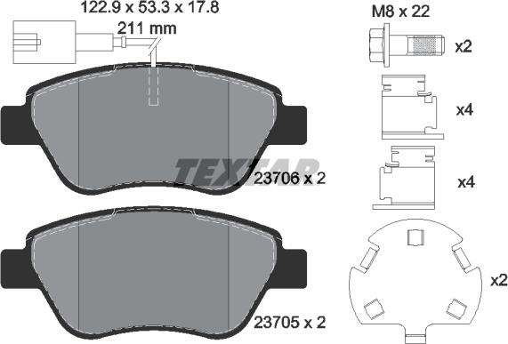 Textar 2370601 - Komplet kočnih obloga, disk kočnica parts5.com