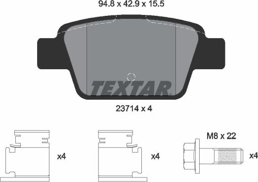 Textar 2371481 - Fékbetétkészlet, tárcsafék parts5.com