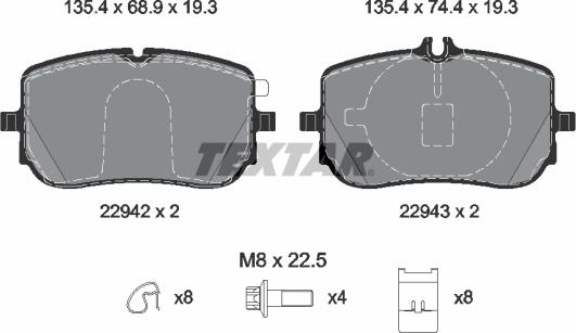 Textar 2294201 - Komplet kočnih obloga, disk kočnica parts5.com