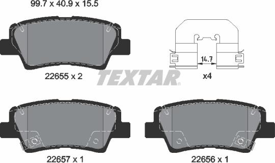 Textar 2265501 - Brake Pad Set, disc brake parts5.com