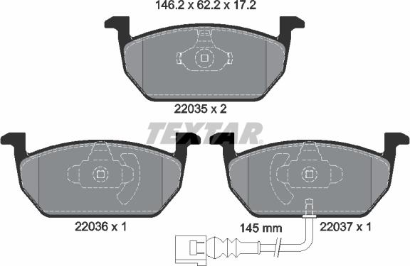 Textar 2203501 - Komplet kočnih obloga, disk kočnica parts5.com