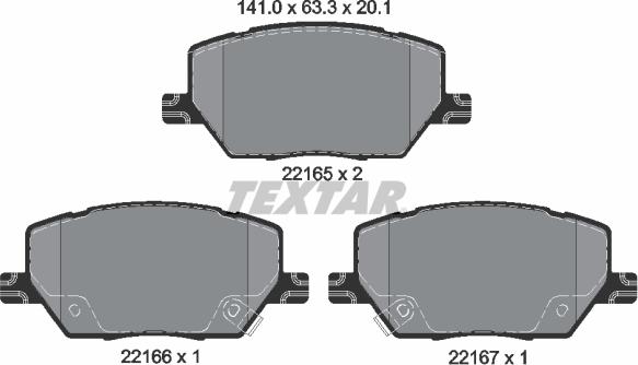 Textar 2216501 - Brake Pad Set, disc brake parts5.com