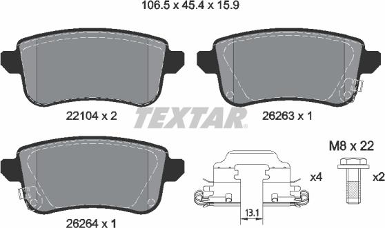 Textar 2210401 - Komplet zavornih oblog, ploscne (kolutne) zavore parts5.com