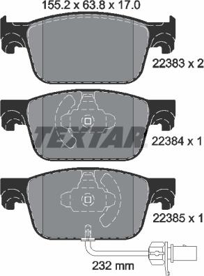 Textar 2238301 - Set placute frana,frana disc parts5.com