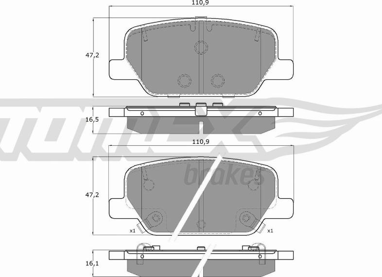 TOMEX brakes TX 60-06 - Комплект спирачно феродо, дискови спирачки parts5.com