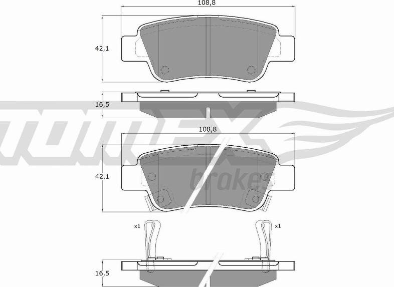 TOMEX brakes TX 19-07 - Σετ τακάκια, δισκόφρενα parts5.com