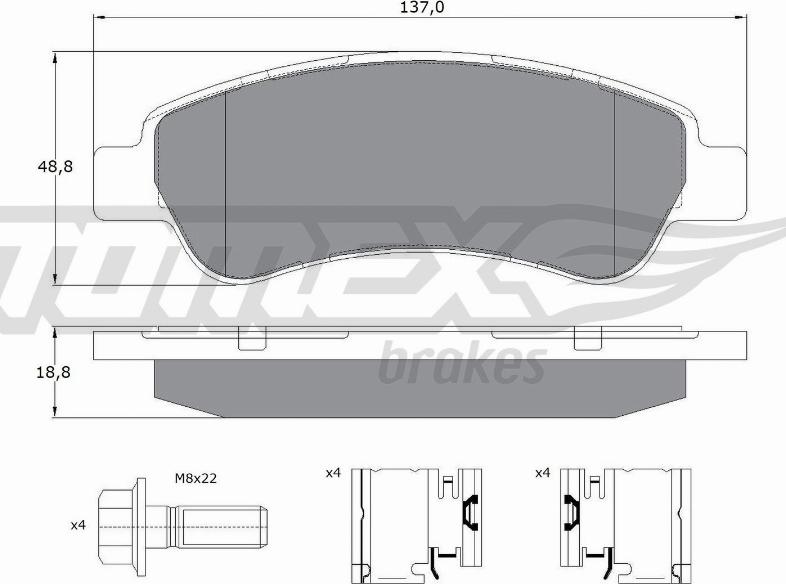 TOMEX brakes TX 14-41 - Komplet kočnih obloga, disk kočnica parts5.com