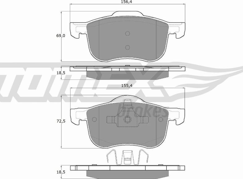 TOMEX brakes TX 14-04 - Komplet zavornih oblog, ploscne (kolutne) zavore parts5.com