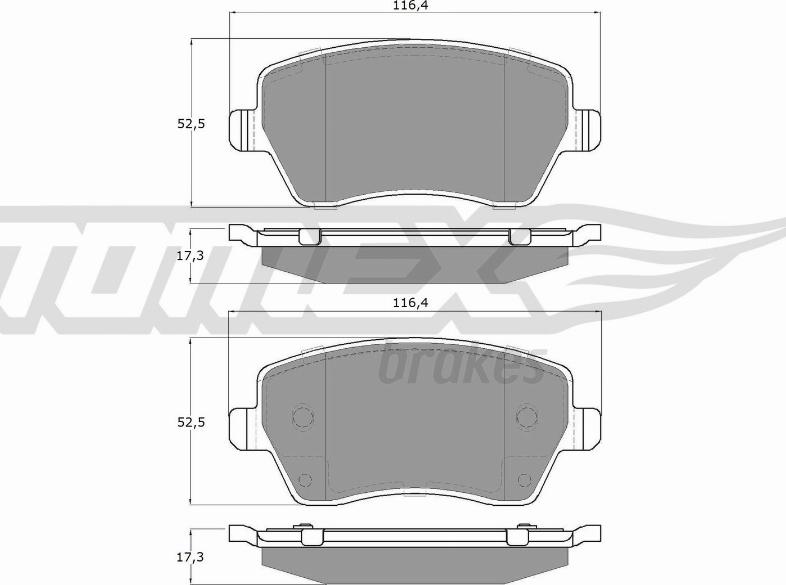 TOMEX brakes TX 14-16 - Komplet zavornih oblog, ploscne (kolutne) zavore parts5.com