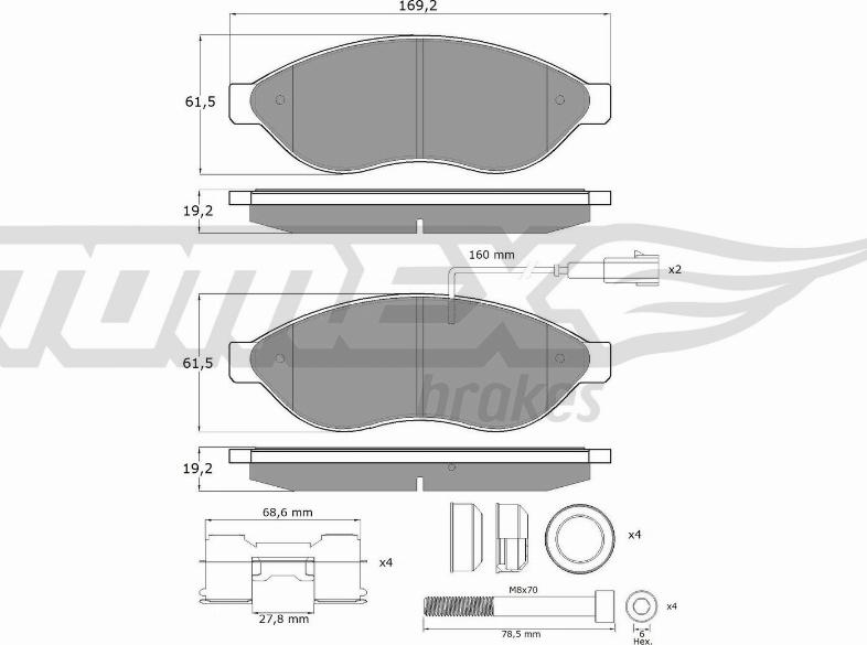 TOMEX brakes TX 14-39 - Σετ τακάκια, δισκόφρενα parts5.com