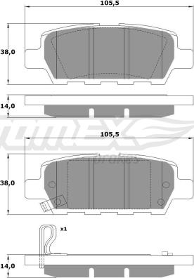 TOMEX brakes TX 14-21 - Komplet kočnih obloga, disk kočnica parts5.com