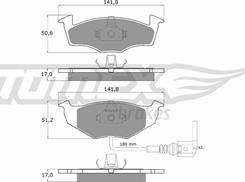 TOMEX brakes TX 14-78 - Sada brzdových platničiek kotúčovej brzdy parts5.com