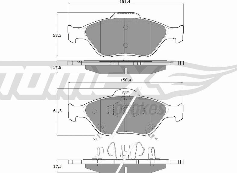 TOMEX brakes TX 15-00 - Kit de plaquettes de frein, frein à disque parts5.com