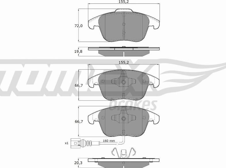 TOMEX brakes TX 15-82 - Sada brzdových platničiek kotúčovej brzdy parts5.com