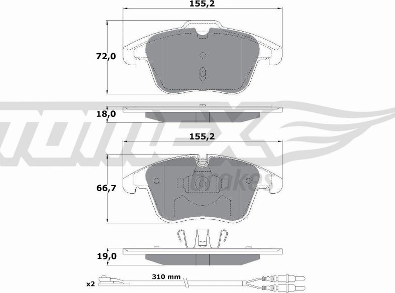 TOMEX brakes TX 16-55 - Brake Pad Set, disc brake parts5.com