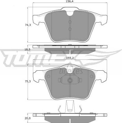 TOMEX brakes TX 16-64 - Sada brzdových platničiek kotúčovej brzdy parts5.com