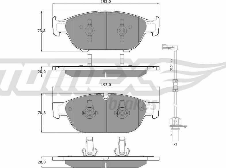 TOMEX brakes TX 16-83 - Fékbetétkészlet, tárcsafék parts5.com