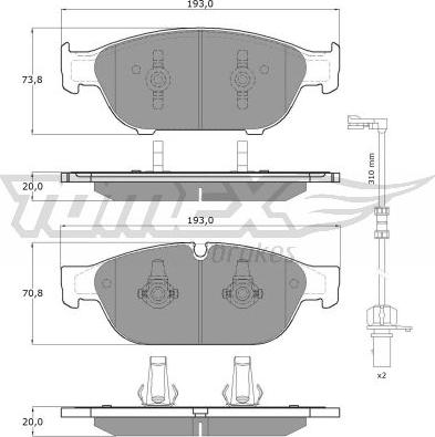 TOMEX brakes TX 16-83 - Fékbetétkészlet, tárcsafék parts5.com