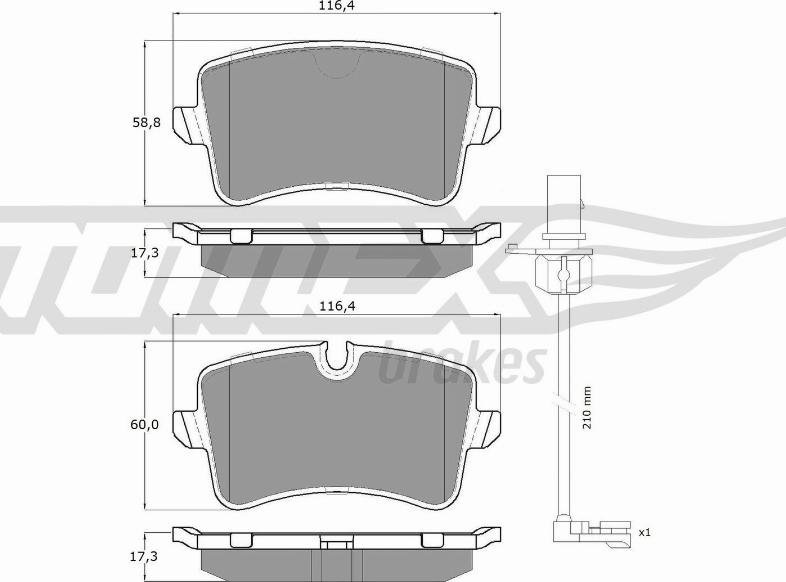 TOMEX brakes TX 16-82 - Комплект спирачно феродо, дискови спирачки parts5.com