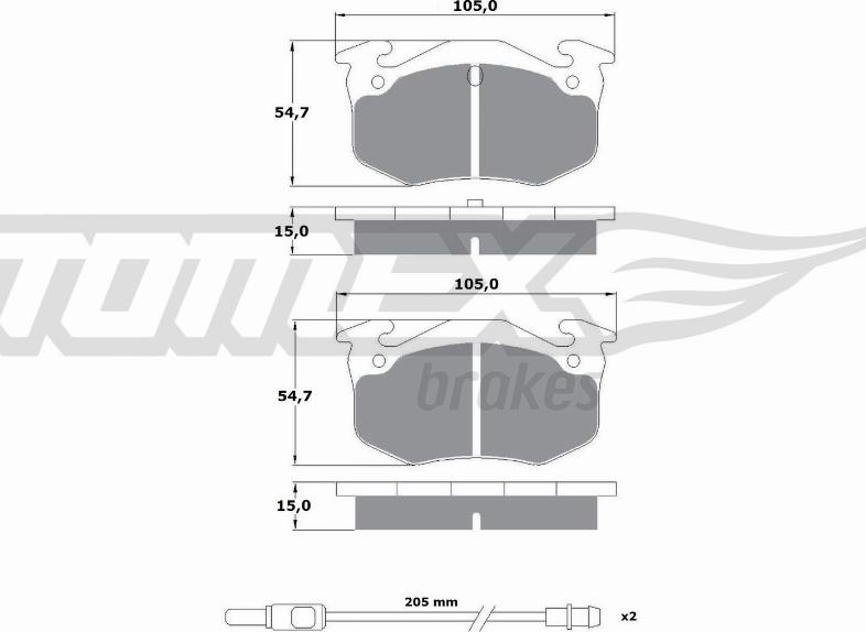 TOMEX brakes TX 10-512 - Sada brzdových platničiek kotúčovej brzdy parts5.com