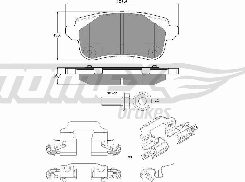 TOMEX brakes TX 18-66 - Komplet zavornih oblog, ploscne (kolutne) zavore parts5.com