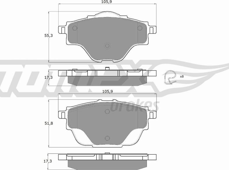 TOMEX brakes TX 18-37 - Σετ τακάκια, δισκόφρενα parts5.com