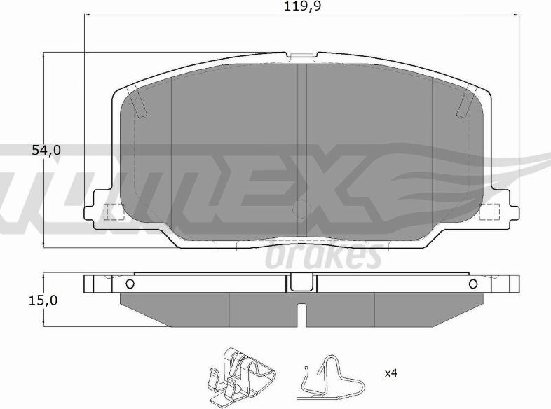 TOMEX brakes TX 13-69 - Тормозные колодки, дисковые, комплект parts5.com