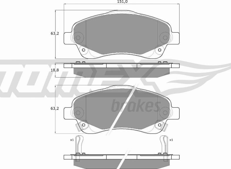 TOMEX brakes TX 13-61 - Kit de plaquettes de frein, frein à disque parts5.com