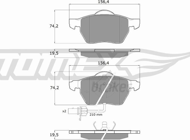 TOMEX brakes TX 13-13 - Sada brzdových platničiek kotúčovej brzdy parts5.com