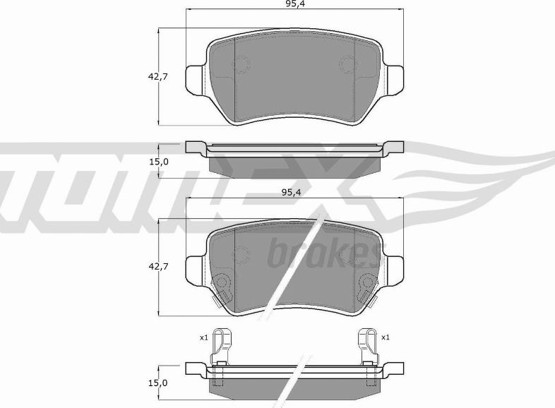 TOMEX brakes TX 12-97 - Zestaw klocków hamulcowych, hamulce tarczowe parts5.com