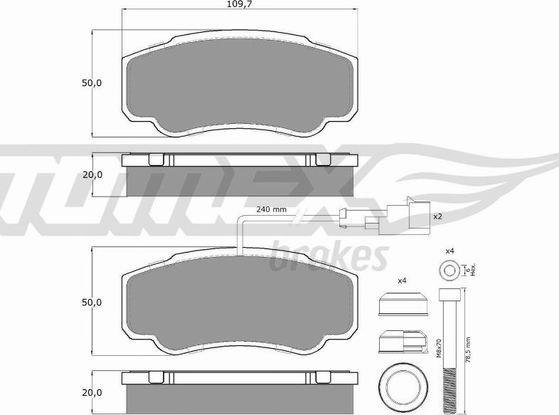 TOMEX brakes TX 12-461 - Komplet zavornih oblog, ploscne (kolutne) zavore parts5.com