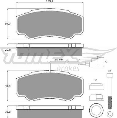 TOMEX brakes TX 12-461 - Komplet zavornih oblog, ploscne (kolutne) zavore parts5.com