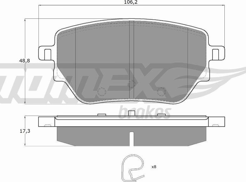 TOMEX brakes TX 12-08 - Komplet kočnih obloga, disk kočnica parts5.com