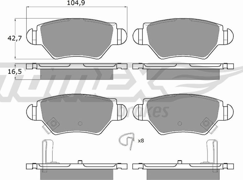 TOMEX brakes TX 12-14 - Zestaw klocków hamulcowych, hamulce tarczowe parts5.com