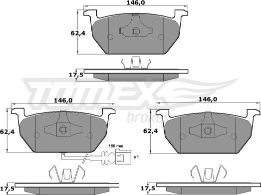 TOMEX brakes TX 17-03 - Komplet kočnih obloga, disk kočnica parts5.com